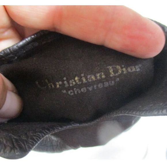 CHRISTIAN DIOR VIntage Chevrosu Dark Brown Butter Soft Leather Gloves Size 7.5 - Picture 3 of 11